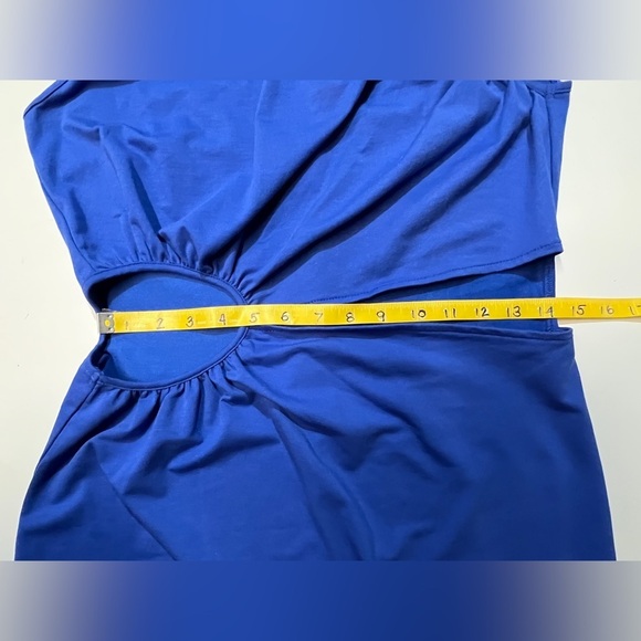 WALTER BAKER Royal blue one shoulder cutout midi dress size L - Picture 14 of 16